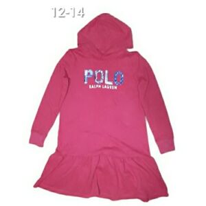 Polo Ralph Lauren Big Girls Logo Fleece Hoodie Dress.  Size L